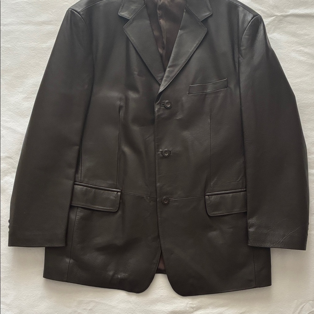 Stafford Vintage 2000s 100% Leather Blazer Jacket Black Men L